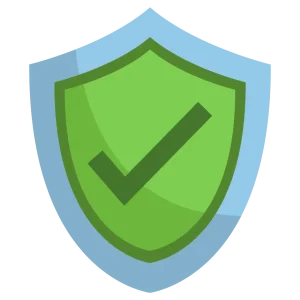 Escudo verde con borde azul y sello oscuro, que simboliza seguridad con "Seguro del envío".